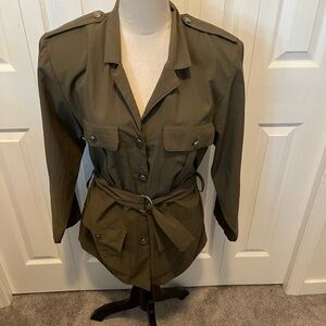 VINTAGE Joseph Ribkoff size 11Olive Green Utility Belted Jacket - Women